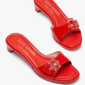 kate spade gazebo slide sandals bright red patent leather sz 7 retail price 250$